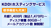 新KDDI ホスティングサービス 月額3,800円 (税込3,990円) ～ ディスク容量 10GB～! メールアカウント数 200～! 標準機能も充実!