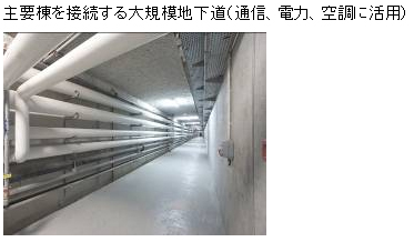 写真: 主要棟を接続する大規模地下道 (通信、電力、空調に活用)