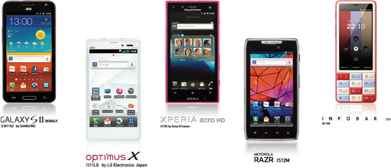 写真: au携帯電話 2012年春の新ラインナップ (LISMO WAVE対応機種)