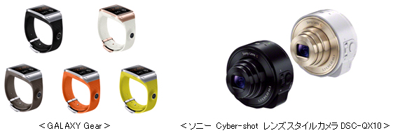 写真: GALAXY Gear、ソニー Cyber-shot レンズスタイルカメラDSC-QX10