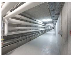 Photo: Service tunnels connecting main buildings (for communications, power, ventilation, etc.)