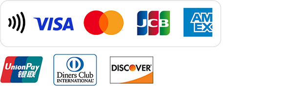 VISA,Mastercard,JCB,AMERICAN EXPRESS,UnionPay銀聯,Diners Club INTERNATIONAL,DISCOVER
