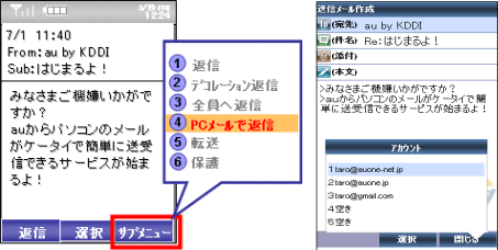 図: Eメールで受信したメールを好きなPCメールアドレスに切り替え返信