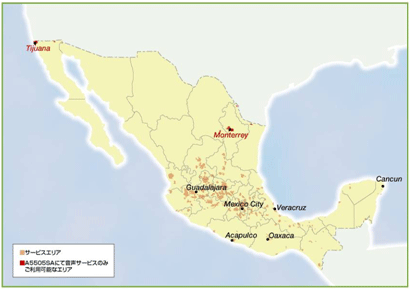 図: データローミングサービスエリア