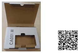 写真: 個装箱、QRコード