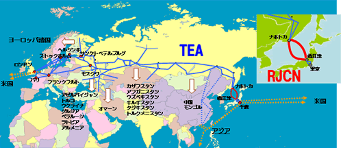 図: RJCN～TEAによる欧州～アジア間ケーブルネットワーク