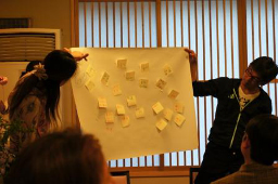 写真: ワークショップで利用アイデアを発表する社員