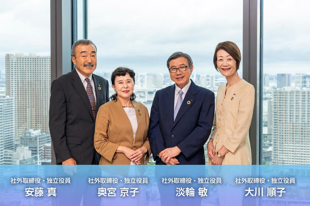 社外取締役・独立役員:安藤 真、奥宮 京子、淡輪 敏、大川 順子