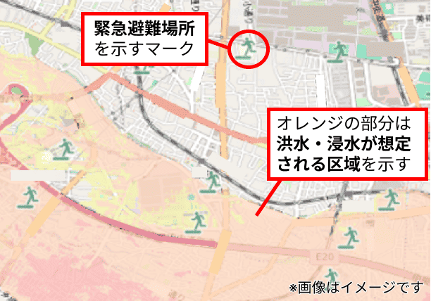 防災マップボード 避難場所イメージ図