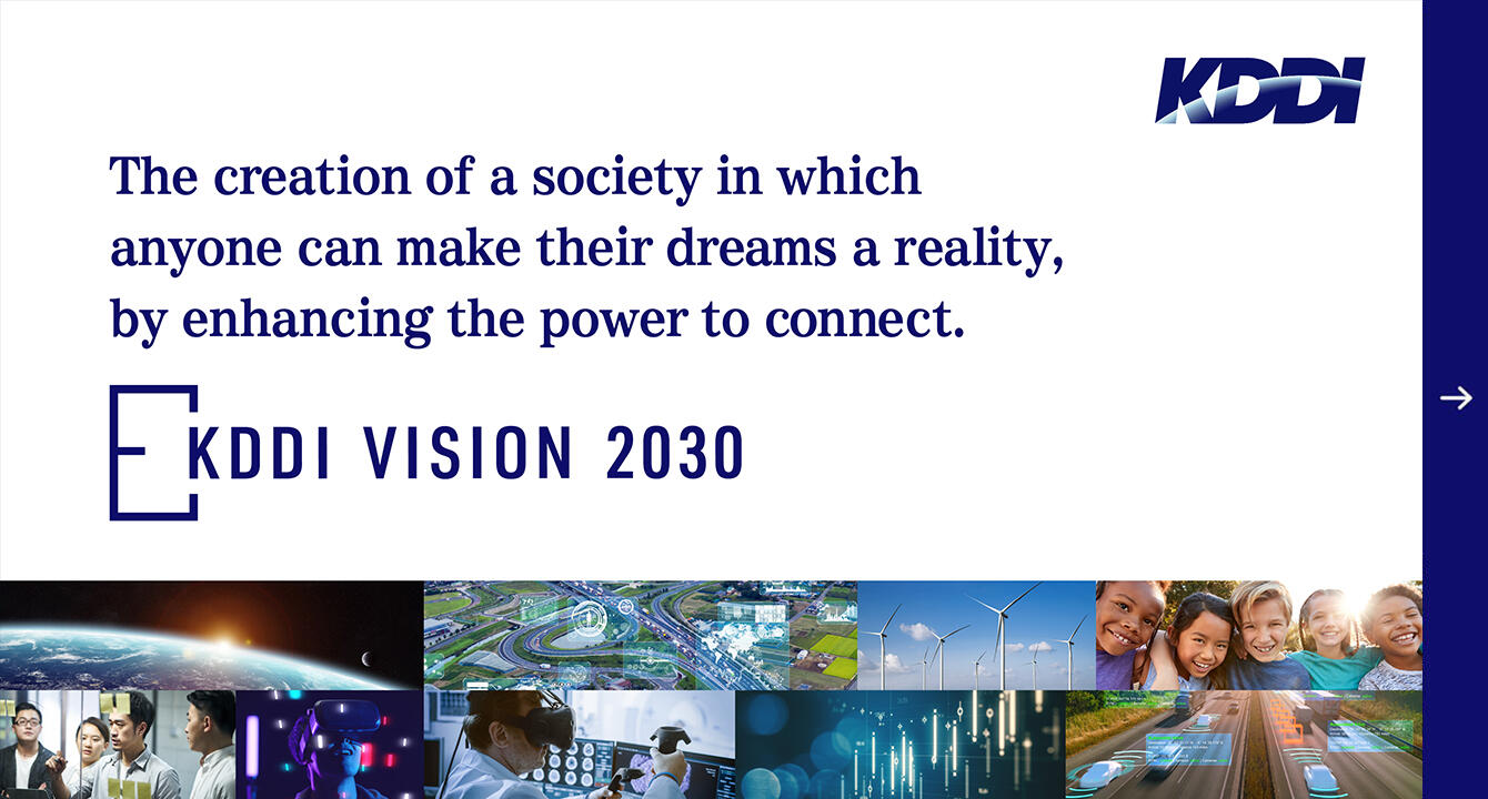 The creation of a society in which anyone can make their dreams a reality, by enhancing the power to connect.
