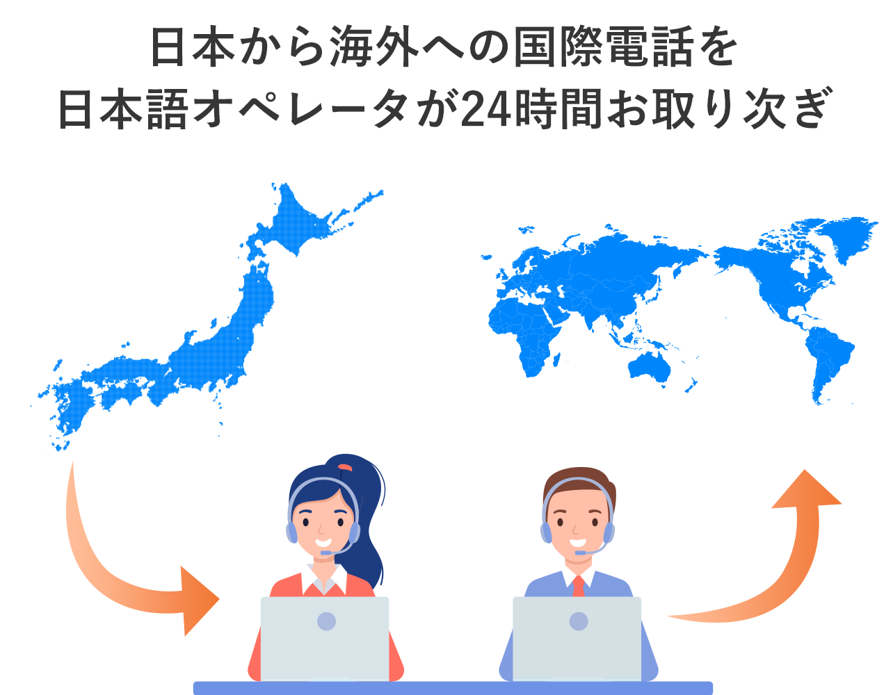 日本から海外への国際電話を日本語オペレータが24時間お取り次ぎ